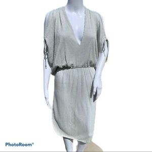 Binetti Sheer Silver Metallic Dolman sleeve dress